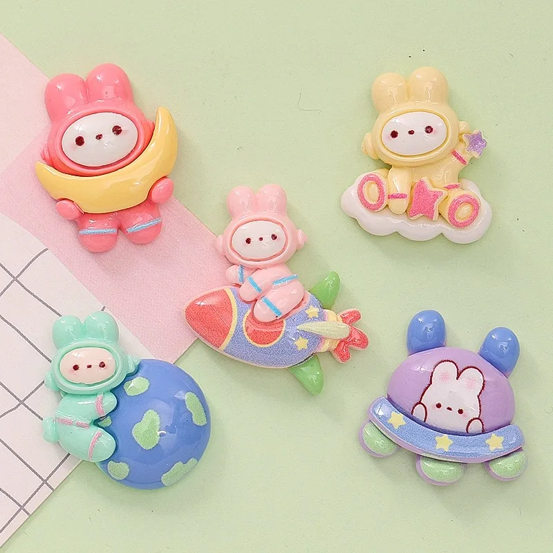 10 Baru Lucu Kartun Cute Bunny Astronaut Diy Resin Buku Tempel Diy Perhiasan Jepit Rambut Aksesori Proses Dekorasi