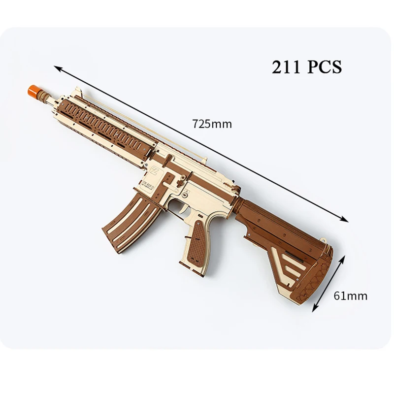 DIY 3D Wooden Puzzle Gun M416D Miniature Model Kits Assembly Jigsaw Puzzles for Friends Boys Birthday Gifts Home Decoration
