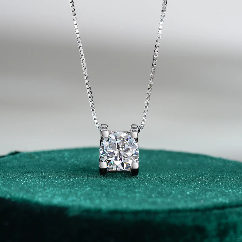 

New 925 Sterling Silver Necklace Pendant for Women Silver Wedding Jewelry Fine Accessories Fashion Zircon Box Chain Party Gifts