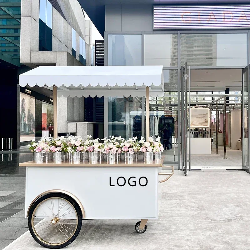 

Customized [customized] Huayi Iron Art outdoor stall trolley multifunctional mobile car promotion display commercial stall car