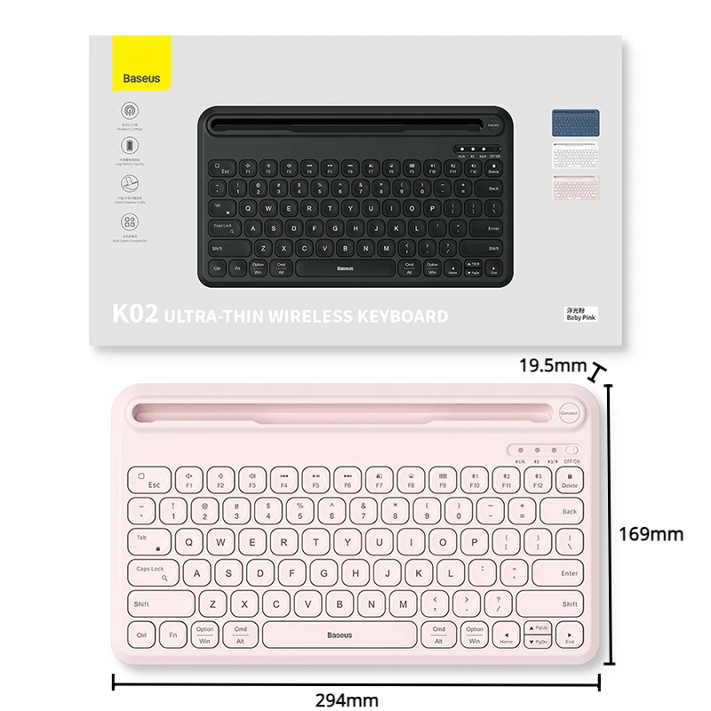 Imagem -06 - Baseus-teclado Bluetooth Ultra Fino sem Fio Silencioso Recarregável Tablet Ipad Pro Huawei Matepad Lenovo Android K02