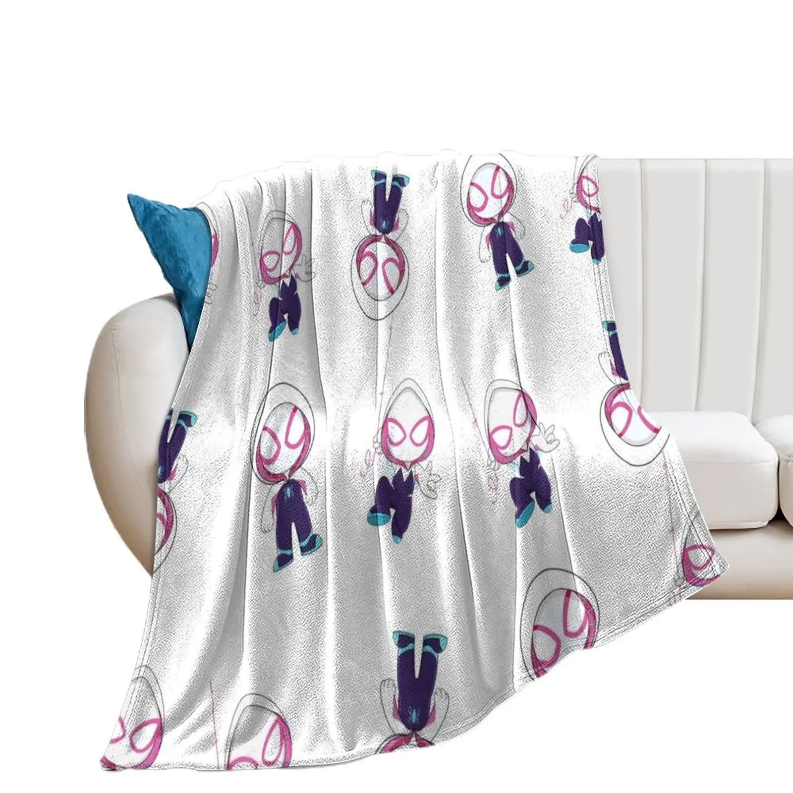 Gwen little spider ghost, baby spidey girl, grl pwr, cartoon ghost spider Throw Blanket Furrys Luxury Brand Blankets