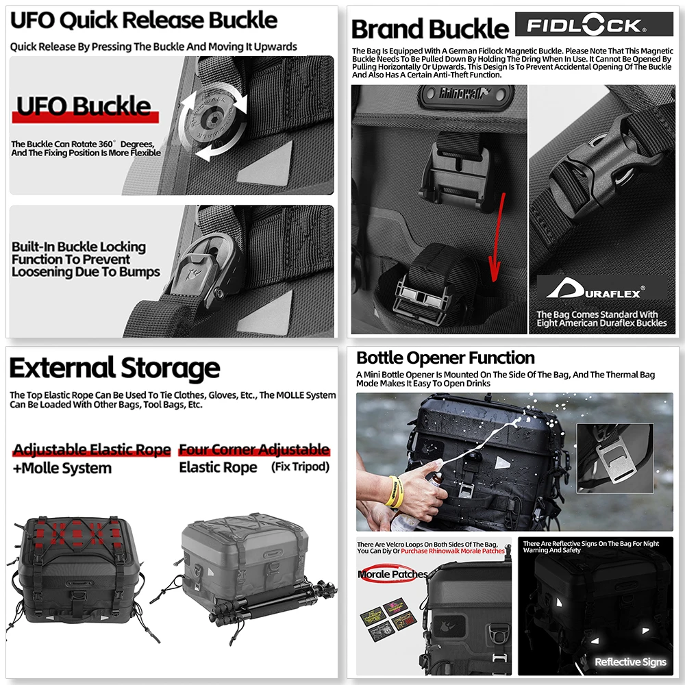 Rhinowalk 36L/72L Waterproof Motorcycle Tail Bag