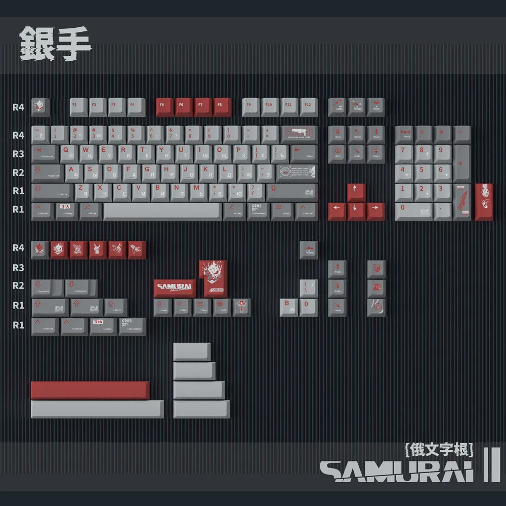 Imagem -04 - Personalizado Prata Mão Pbt Keycap Teclado Mecânico Cereja Perfil Dye Sub para Interruptores mx Russo Japonês Etymon 142 Chaves