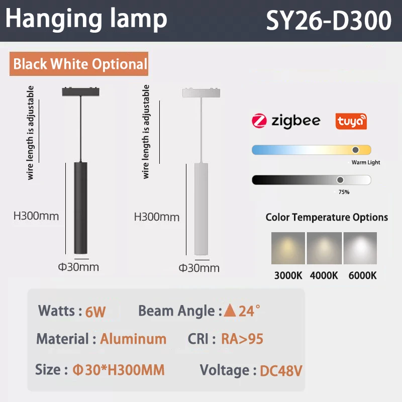 6MM Smart Tuya Zigbee Magnetisch Spoorlicht Dimbaar 48V Ultradunne Rail Opbouwmontagesysteem Zwart Wit Slanke Magneet Spoorlamp