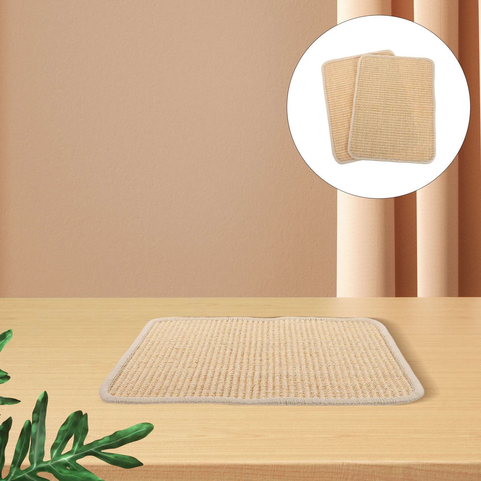 

2pcs Japanese Sisal Placemats Rectangular Heat Resistant Table Mats Farmhouse Boho Dining Decor Vintage Style Kitchen Counter
