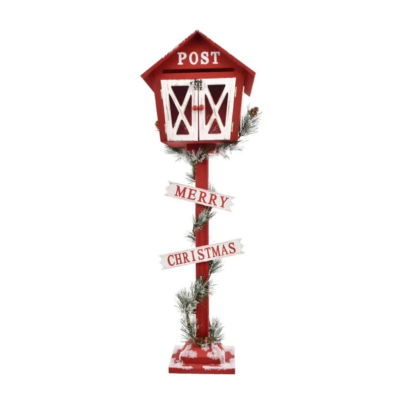 DurableChristmas Wooden Mailbox Mailbox Street Lamp Decoration Hotel Bar Shop Front Desk Decoration Christmas Tree
