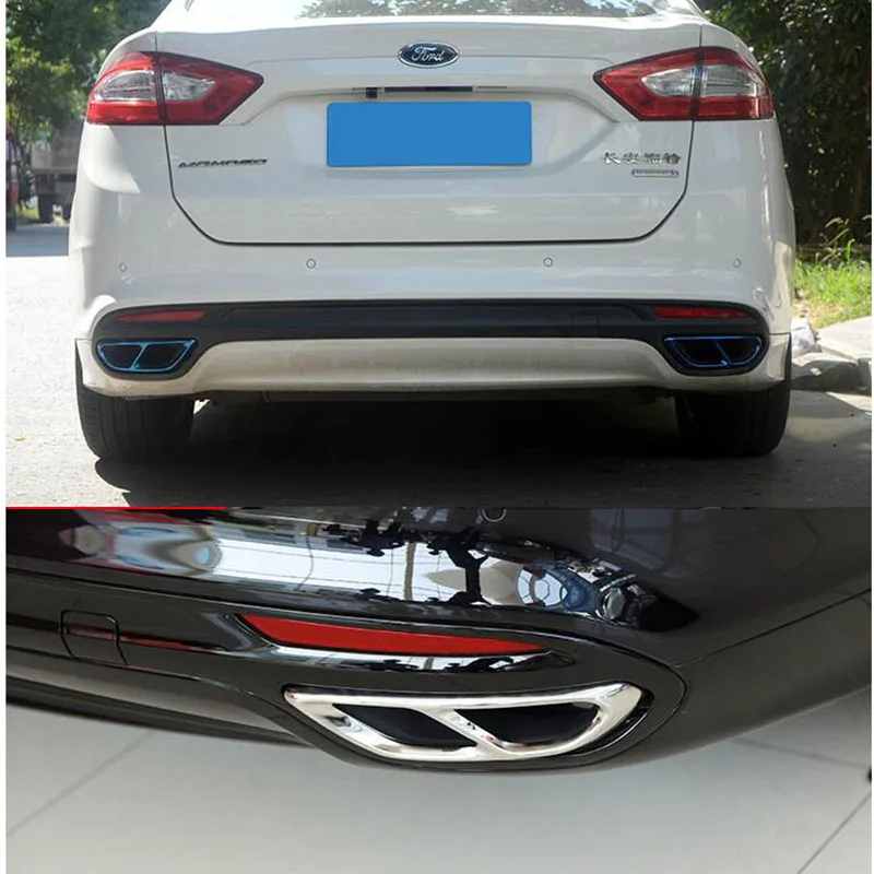 For Ford Mondeo/Fusion Sedan 2013-2019 Car Rear Dual Exhaust Muffler End Pipe Stickers Cover Trims Accessories Stainless Steel