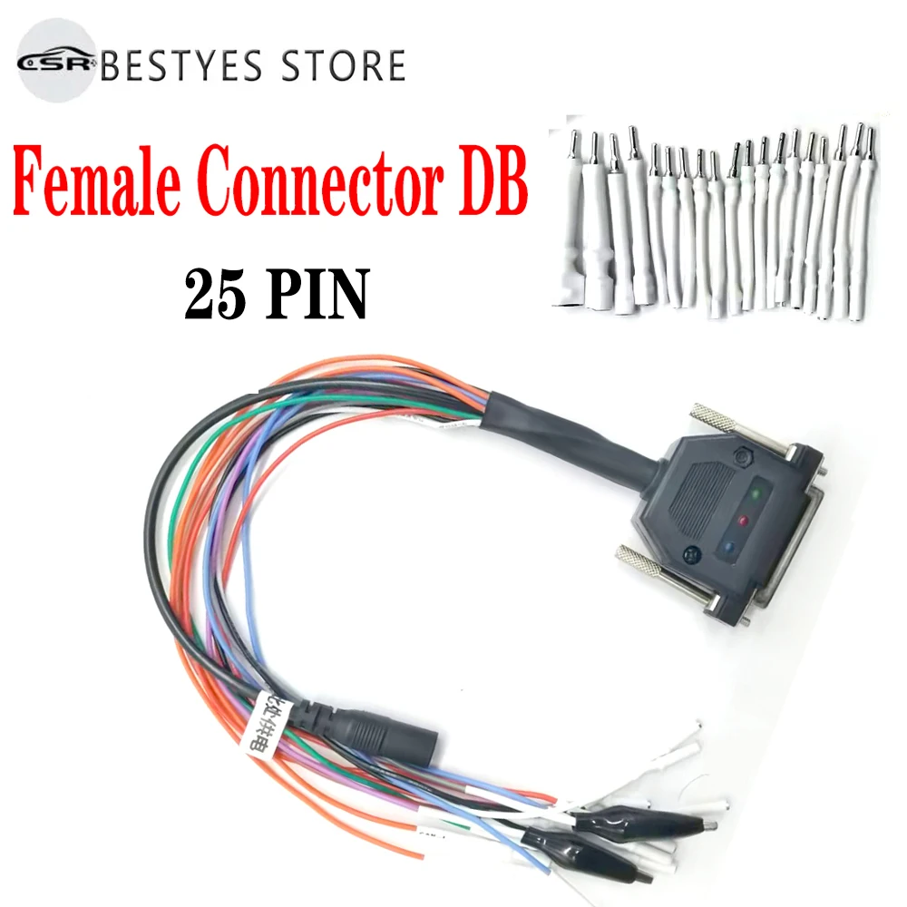 ODB2 Cable DB 25pin Purple PCB LED Display Pin Bo-ot Reset Switch Ben-ch Cable ECU Bench Pinout Cable