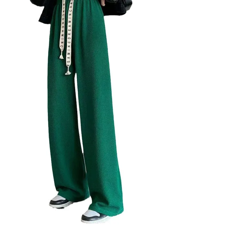 

Весенне-осенние новые пышные брюки на шнурке, женские свободные драпированные брюки с высокой талией, повседневные универсальные широкие брюки