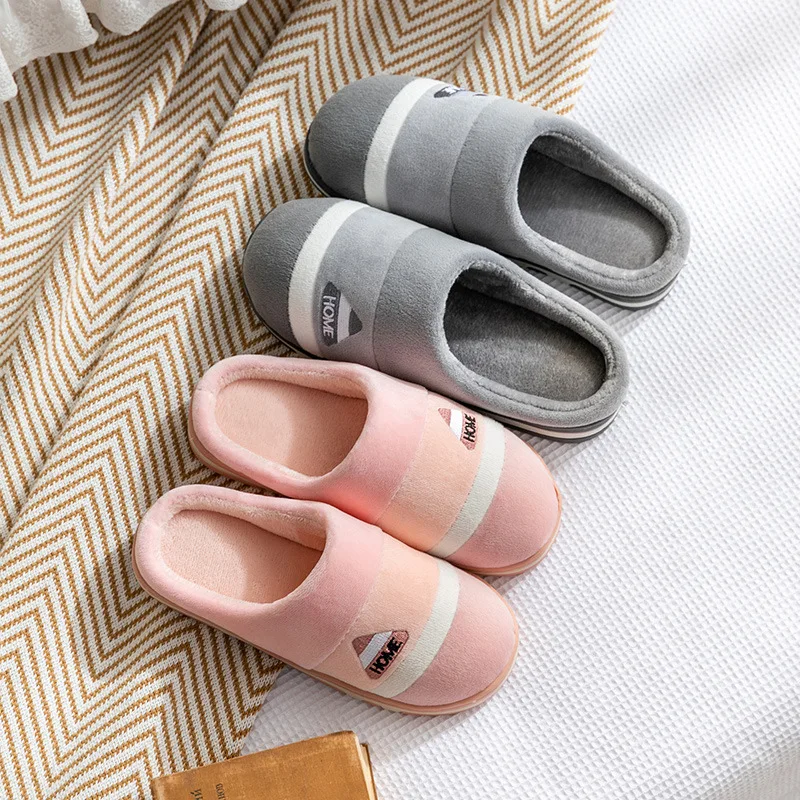 Autumn & Winter Cotton Slippers Shoes for Women Men Warm Floor Slides Indoor Home Furry Slippers Thick Warm Family Sandals