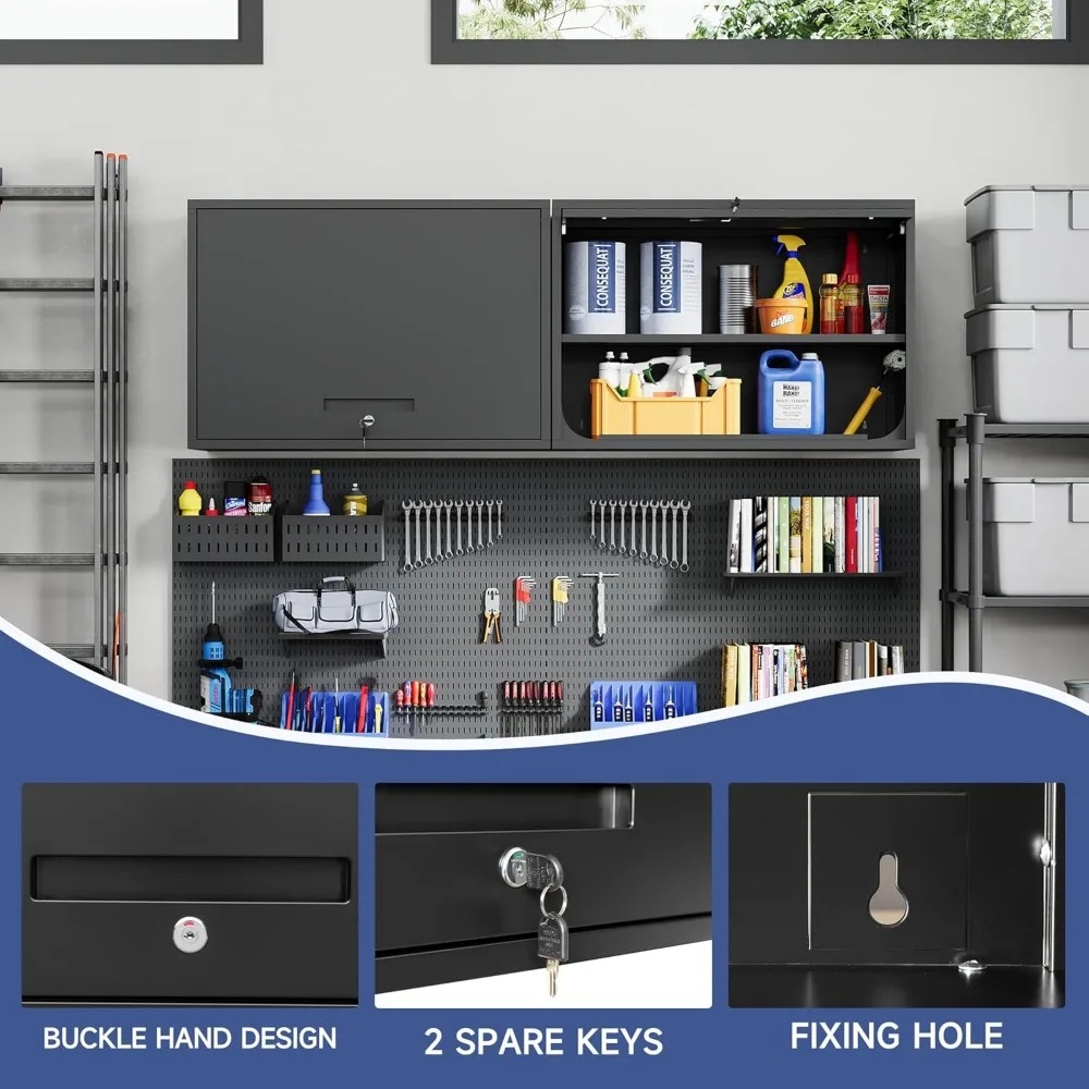 Sicherer Wandschrank aus Metall mit abschließbarer Tür und verstellbarem Regal, ideal für Garage, Lager, Zuhause und Büro
