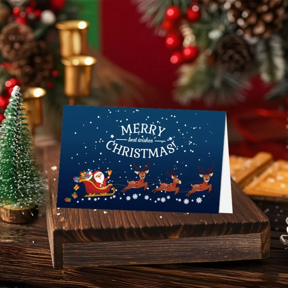 การ์ดอวยพรคริสต์มาสทำมือ 6 ชิ้น พร้อมซองจดหมาย ดีไซน์พับได้ การ์ดคริสต์มาส DIY น่ารัก ประณีต การ์ดของขวัญคริสต์มาส นาวิดัด