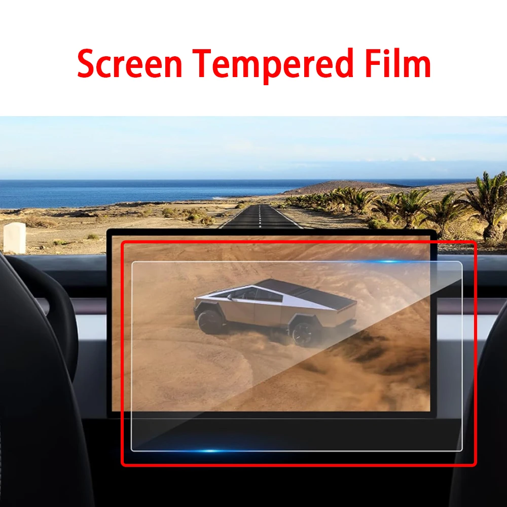 Fit For Tesla Cybertruck 2024 Central Control Tempered Film high definition Transparency Fingerprint Proof Screen Tempered Film