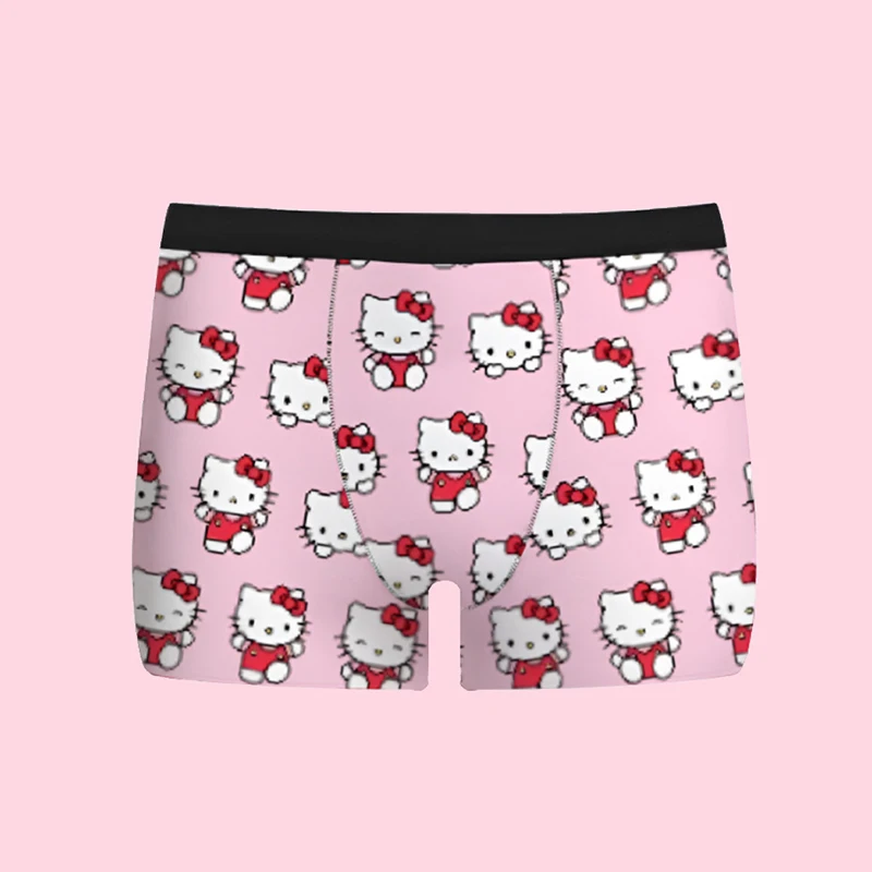 Hello Kitty Pattern Underwear Men Printed Custom Sanrio Boxer Briefs Shorts Panties Soft Underpants