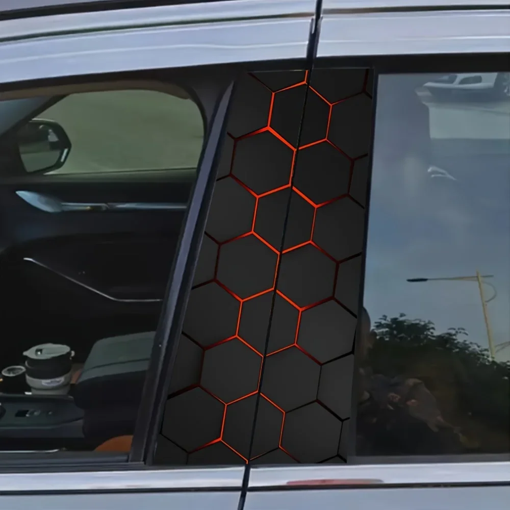 2-Piece Sci-Fi Themed Car B-Pillar Stickers - Durable Vinyl Material, Semi Matte, Easy to Apply and Waterproof