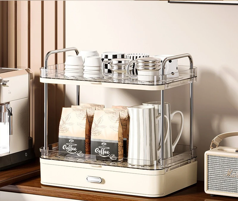 

PYH Home Desktop Shelf Kitchen Living Room Large Capacity Water Cup Holder Drain Tray Light Luxury