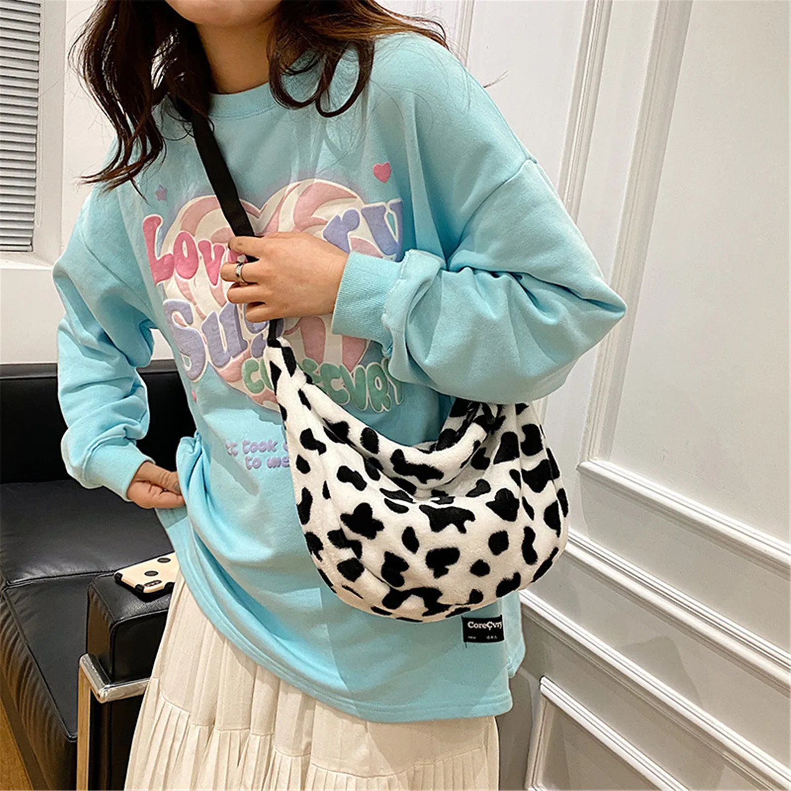 Cow Pattern Elegant Design Women Tote Handbags Casual Large Capacity Ladies Shoulder Bag Simple Fashion Female Messenger Bags