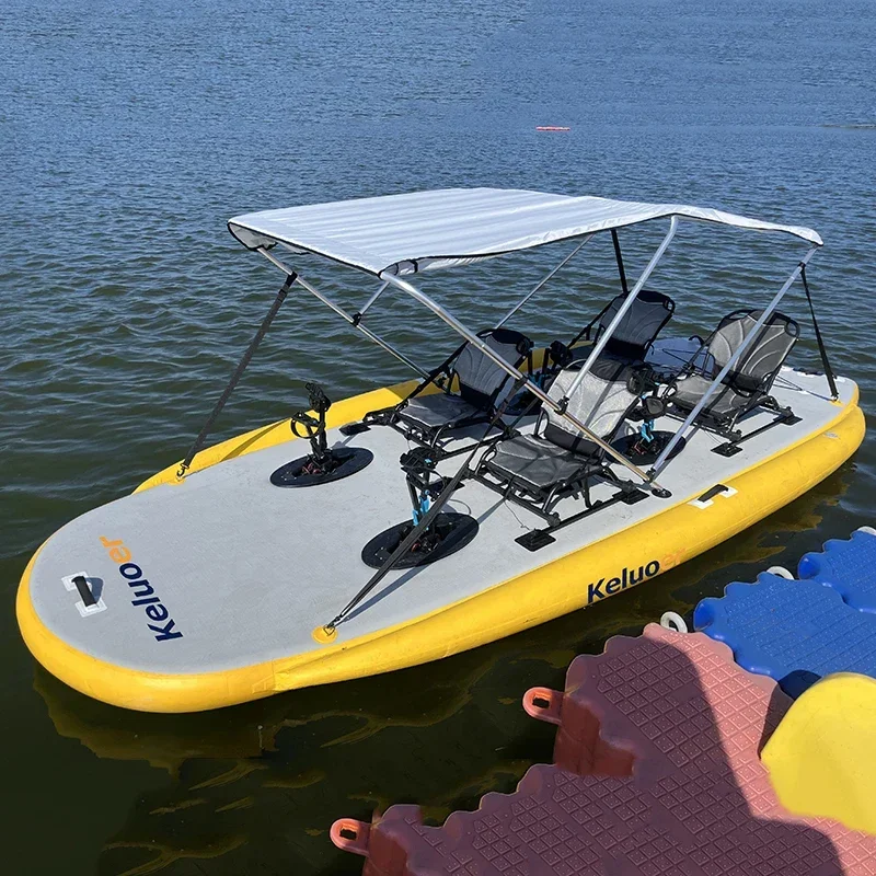 Newly Upgraded Electronically Controlled Widened Four-person Awning Inflatable Pedal Boat Water Electric Pedal Boat With Awning
