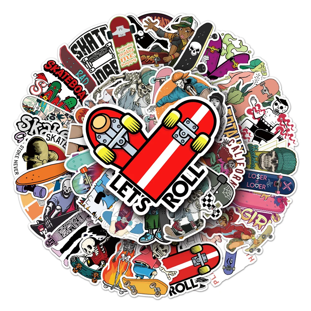 50pcs Sports Graffiti Skate Stickers Pack Stationery Ipad Laptop Phone Sticker DIY Journal Accessories Scrapbooking Supplies