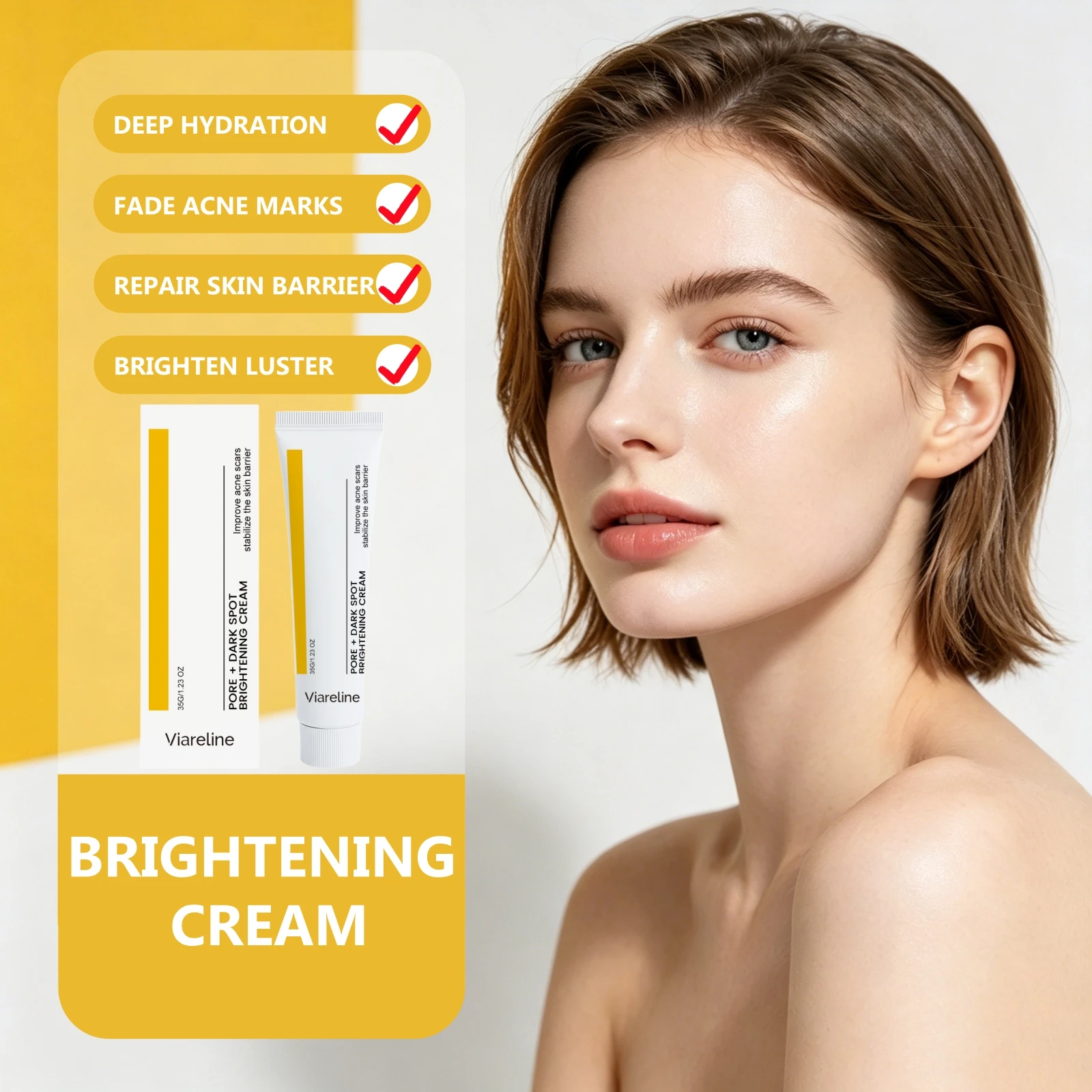 Image of Glow-Boosting Whitening Gesichtscreme: Nährt, Hydratisiert, Verblasst Aknenarben und Flecken, Verfeinert Poren, Repariert die Hautbarriere, Gleicht den Hautton aus