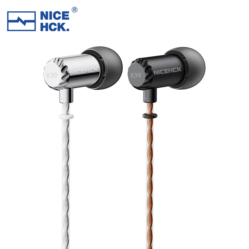 Nicehck x39 3.5mm l plug alta fidelidade com fio fone de ouvido mini 6mm titânio chapeado dinâmico earbud hd microfone sono jogo música iem