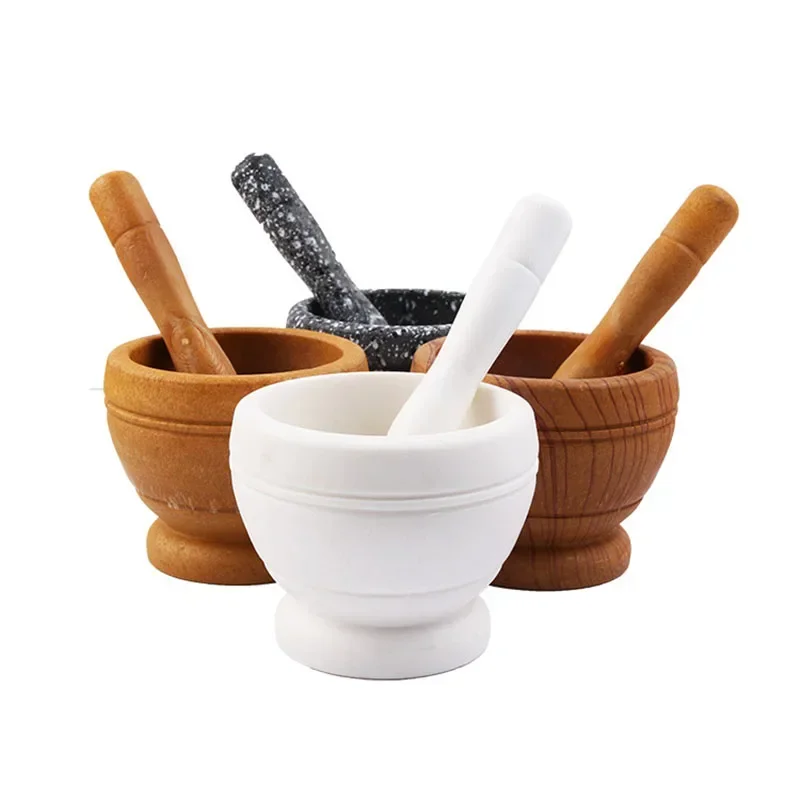 Pepper Mill Mortar Pestle Pugging Pot Garlic Spice Grinder Pharmacy Herbs Bowl Mill Crusher Spices Teas Resin Bowl Kitchen Tools