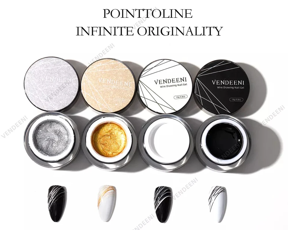 Vendeeni 4 Farben/Set Spider Line Gel Nagellack TPO HEMA FREI Malerei Liner UV Soak Off Gel Lack Elastisches Drahtziehgel – Detail 4
