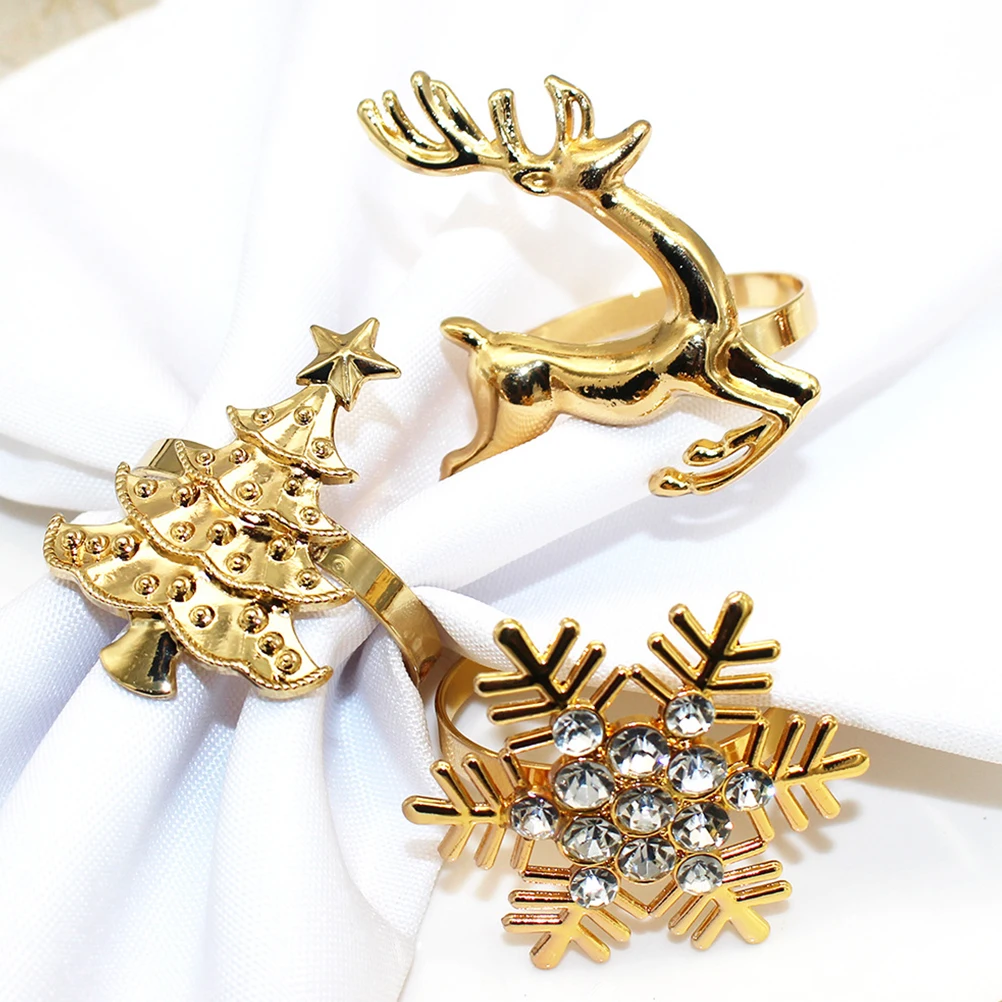

12 Pcs Christmas Deer Napkin Ring Dining Room Table Rings Holiday Holder for Pottery Holders Party Alloy Decorative