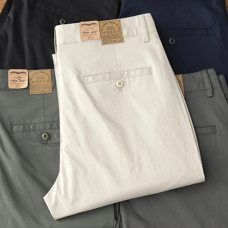 2024 estate New American Retro sottile Micro elasticità pantaloni Casual da uomo semplici 97% cotone Slim CHINO Business pantaloni dritti