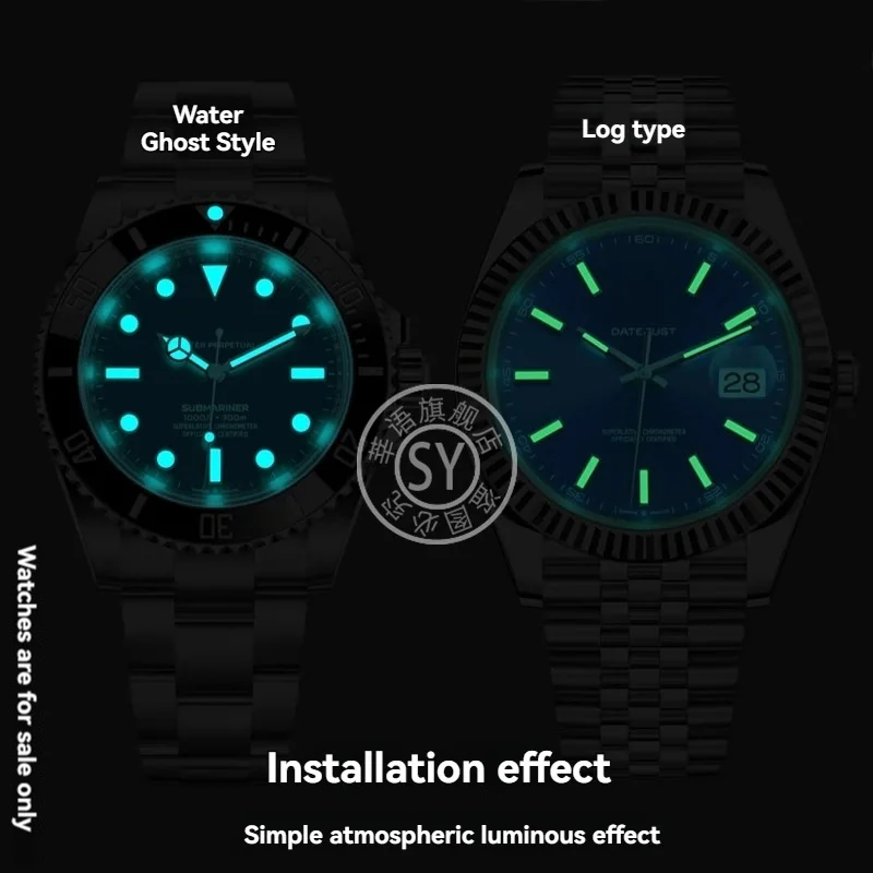 Shenyu ساعة مضيئة الأيدي ل رولكس المياه شبح سجل الغواصة/Datejust NH35 NH36 حركة تعديل ساعة اليد الثانية