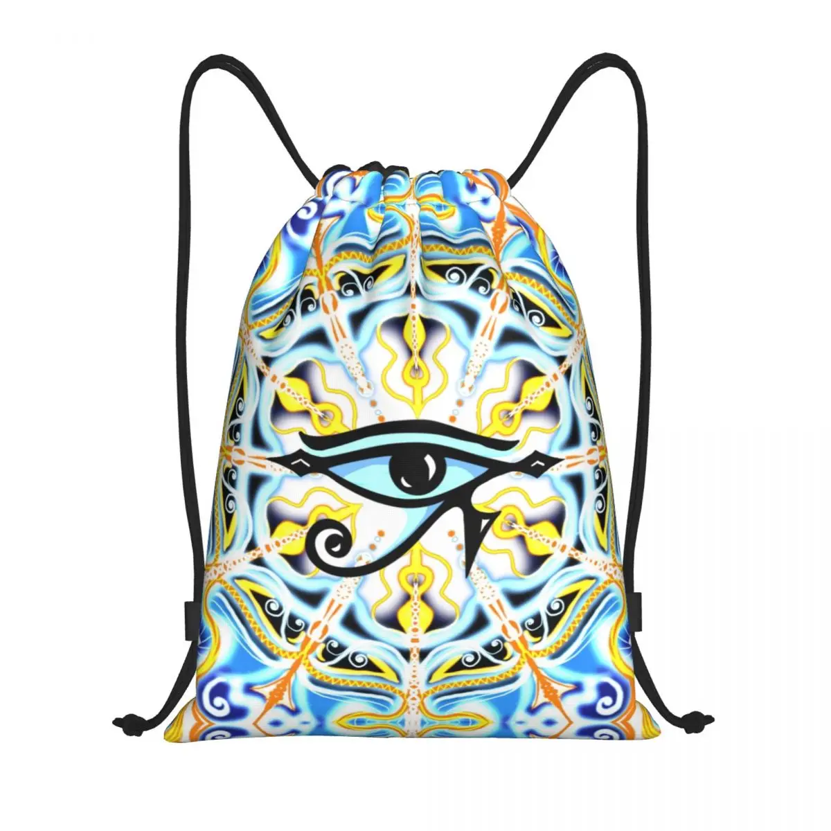 Custom Eye Of Horus Egypt Mandala Drawstring Bag for Shopping Yoga Backpacks Men Women Evil Eye Sports Gym Sackpack