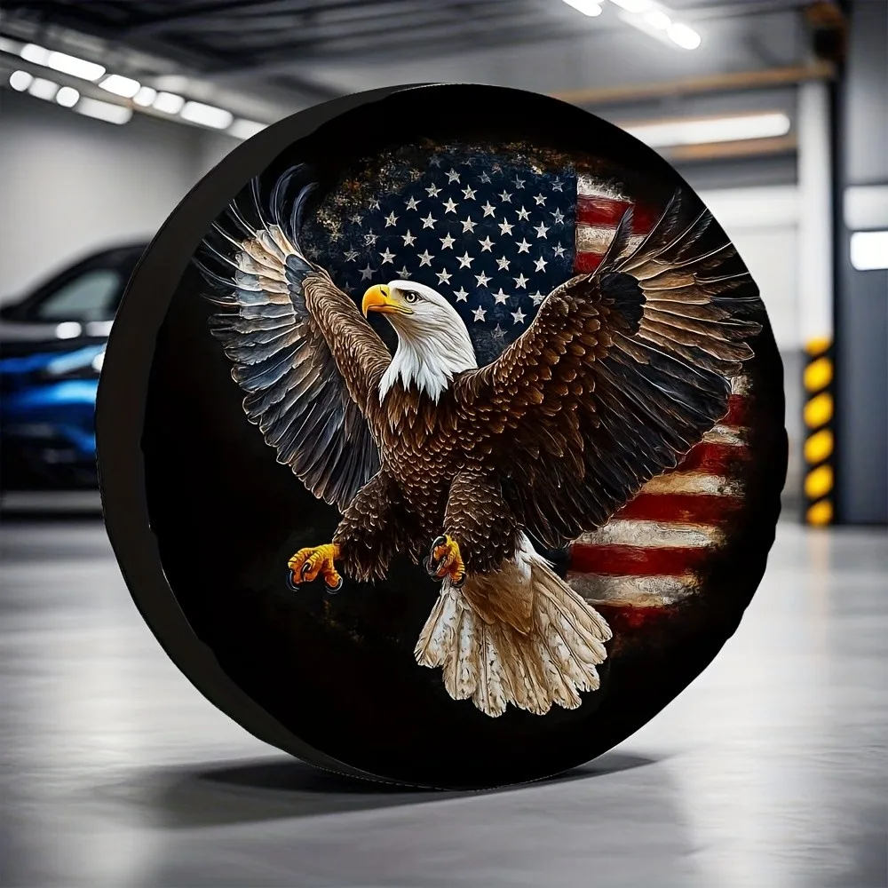 

Чехол для запасного колеса с изображением американского флага и орла, водонепроницаемый, из полиэстера, для автомобилей