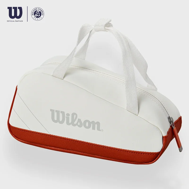 Mini Bolsa Wilson-Mini Leather Tour, Roland Garros, raquete pequena, bolsa de mão em miniatura, acessórios de tênis, bolsa de viagem, 2024