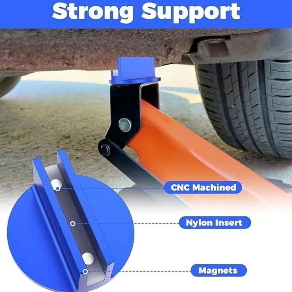New Large Slotted Magnetic Jack Pad Aluminum 0.37 Inch Thickness Jack Pad Adapter Frame Rail Adapter For Most Cars