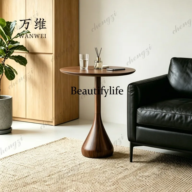 

Italian minimalist black walnut edge few modern light luxury special-shaped water drop shape corner few living room sofa