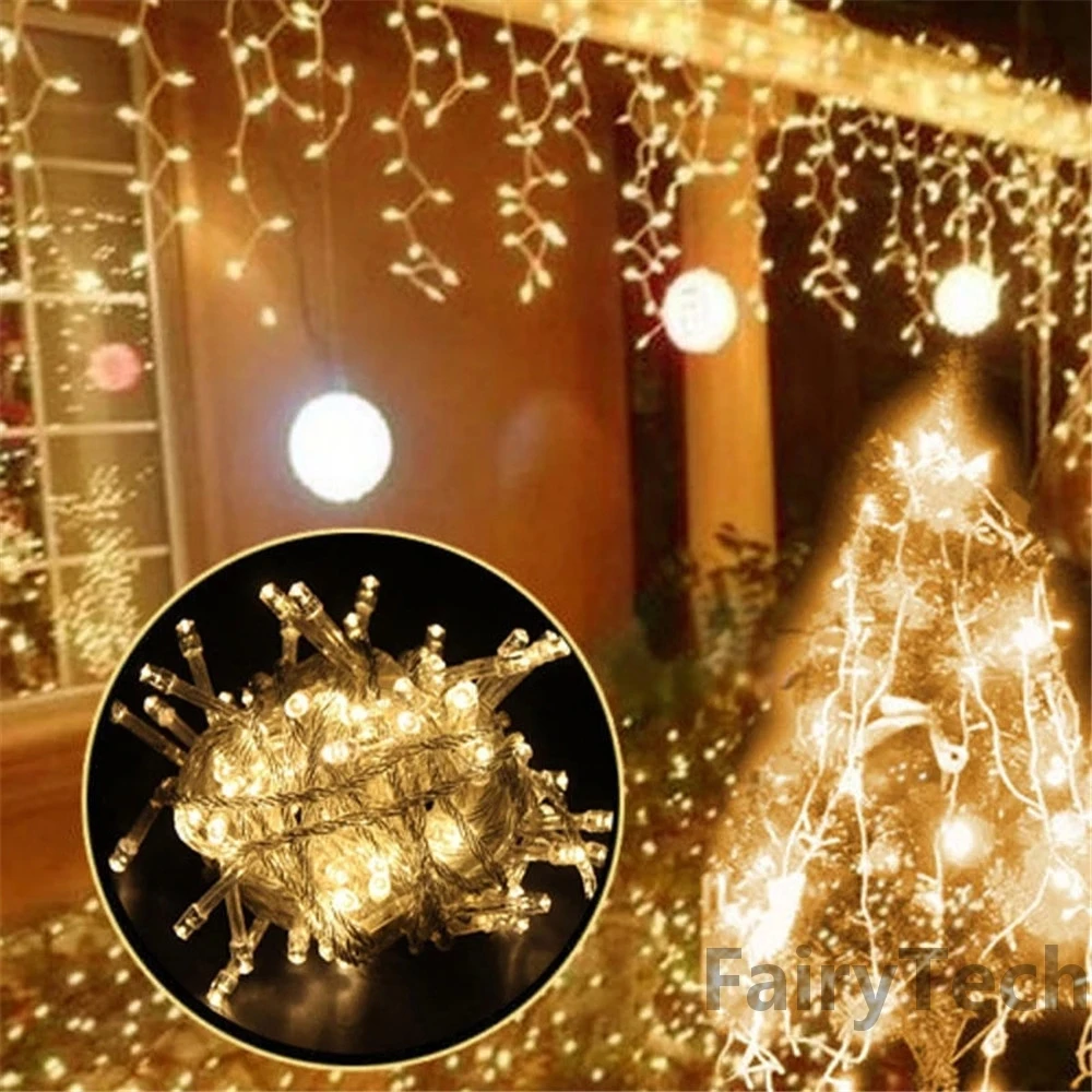 2024 Christmas Lights Waterfall Outdoor Decoration 5M Droop 0.6m Led Lights Curtain String Lights Party Ggarden Eaves Decoration