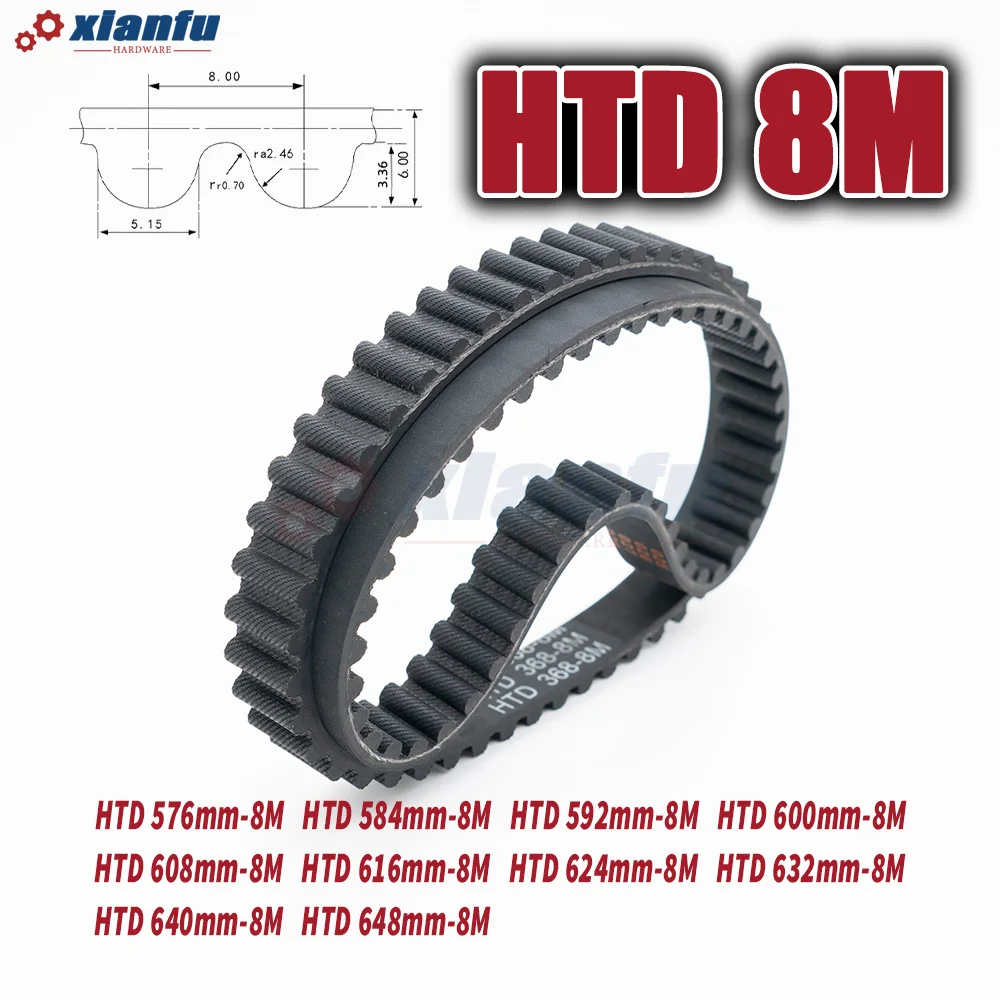 HTD 8M Timing Belt Rubber Perimeter 576 584 592 600 608 616 624 632 640 648mm Width 10~50mm HTD8M Drive Machine Transmission CNC - Image 4