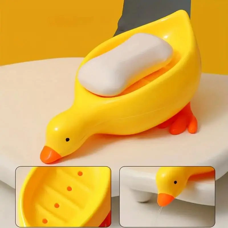 Yellow Duck Shape Soap Box Cartoon Soap Dish Drainable Soap Holder Soap Container Soap Dish for Tray Bathroom Accessories