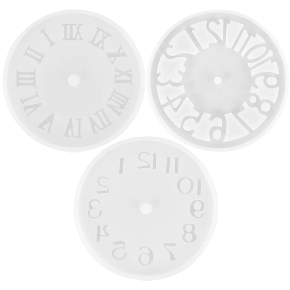 

3 Pcs Clock Mold DIY Craft Epoxy Wear Resistance Silica Gel Resin Moulds Silicone