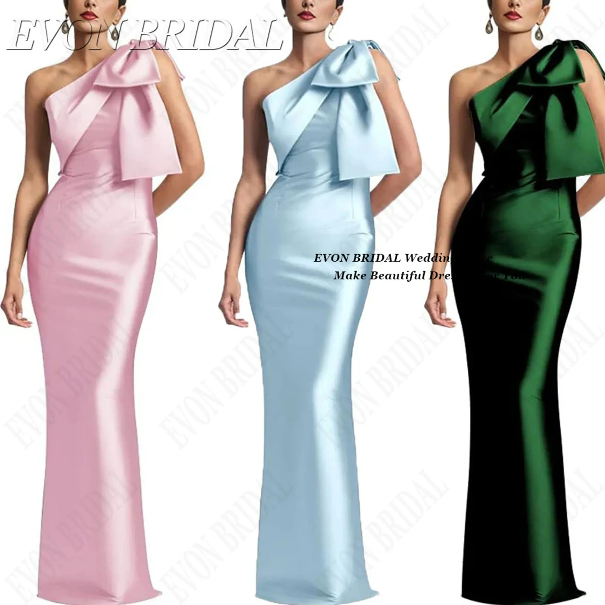 

Single Shoulder With Bow Bridal Formal Dress Vestidos De Boda Para Fiestas Elegant Dress Luxury Wedding Guest EVON BRIDAL Custom