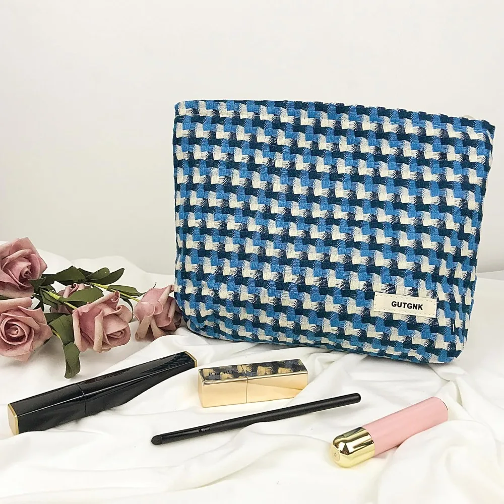 حقيبة مكياج للنساء - حقائب مستحضرات تجميل سروال قصير بتصميم جمالي للسيدات، مقلمة نسائية، مقلمة لطيفة على شكل وجه مبتسم