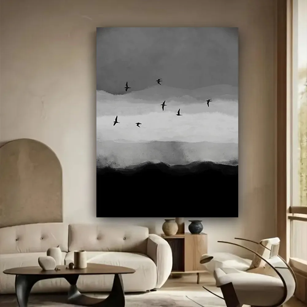 100% رسمت باليد الحديثة عرض البحر قماش صورة رائعة مجردة مشهد النفط اللوحة الشمال جدارية ديكور غرفة المعيشة المنزل