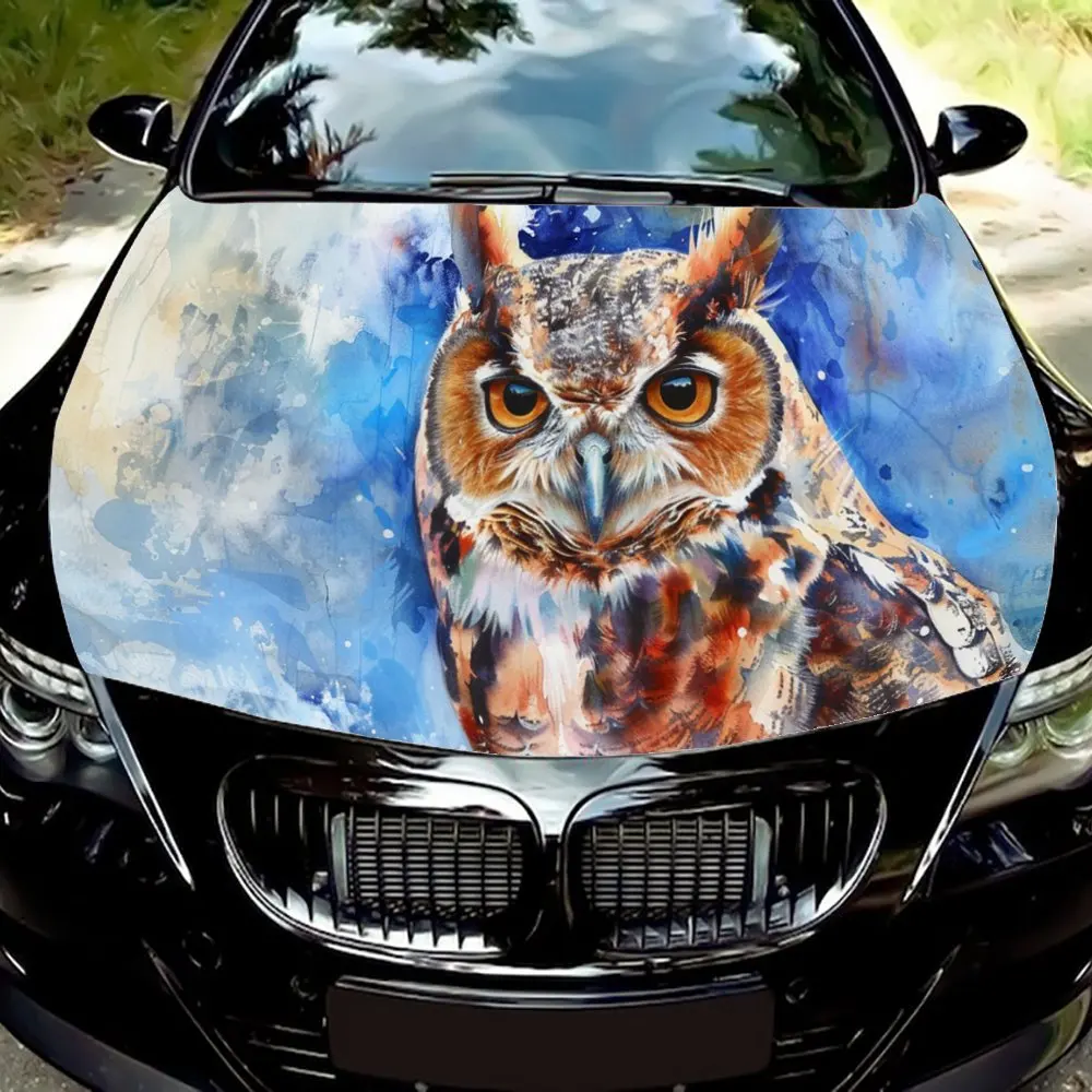 

Colorful Owl Under Blue Sky Car Hood Wrap Color Vinyl Sticker Truck Graphic Bonnet Auto Accessories Decor Protect Decal Gift