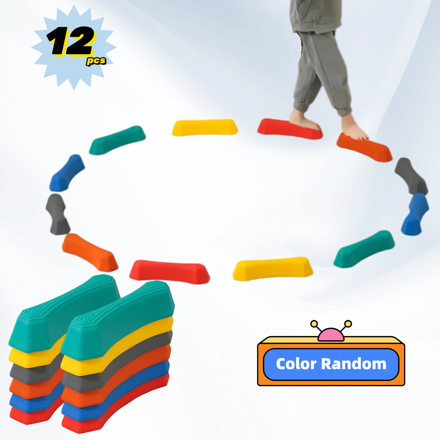 Juego de pedales de 12 piezas, bloques de equilibrio antideslizantes, suelo de entrenamiento de obstáculos para interiores y exteriores, equipo de Fitness, juguetes sensoriales