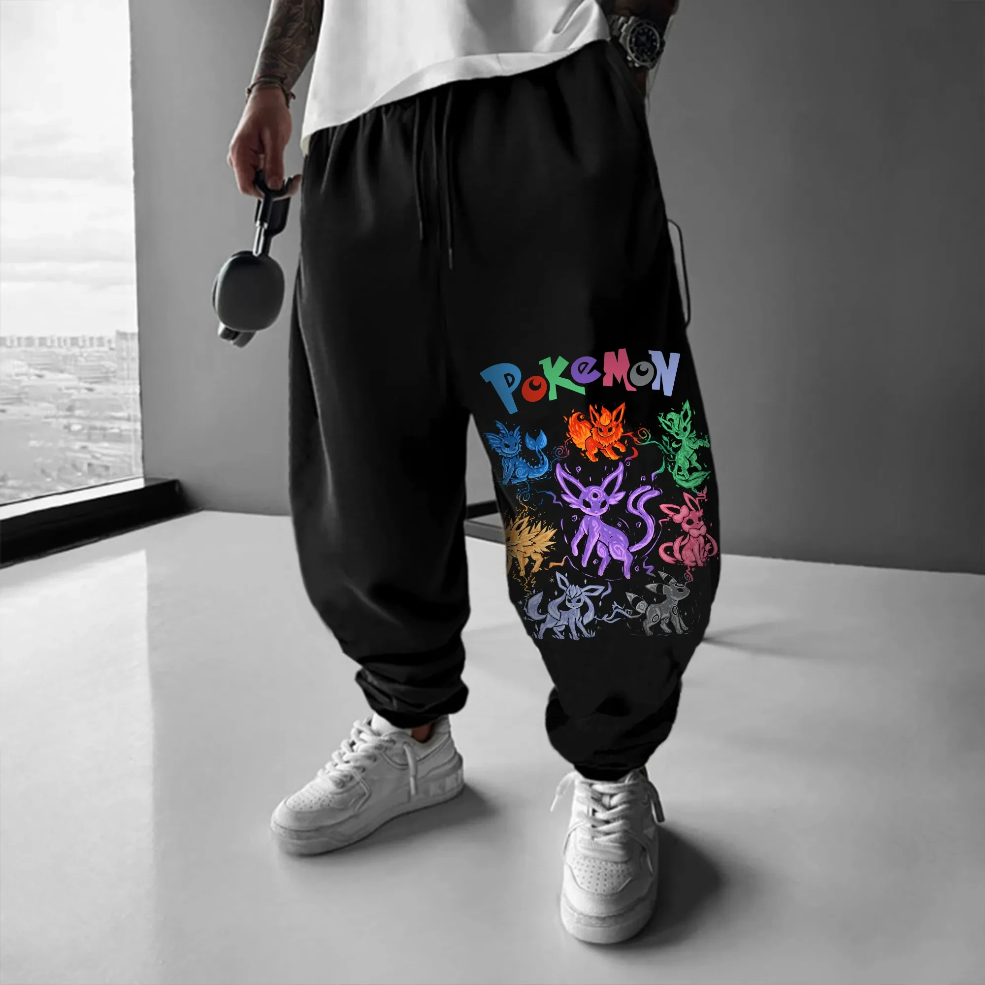 

Pokemon Evolution Sporty Casual Pants for Boys, Parent-child Pokemon Tight-fitting Sweatpants, Long Pants