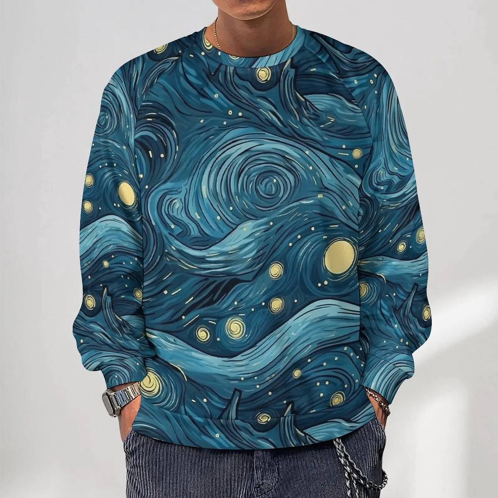 Abstract Van Gogh Style Streetwear Sweatshirts Spring  Y2k Cute Hoodies Man Oversized Casual Pattern O Neck Hoodie