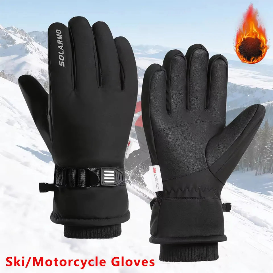 Winter Thermo Handschuhe Fleece Gefüttert Ski Kältebeständige Handschuhe Rutschfeste Touch Motorrad Radfahren Herren Handschuhe Snowboard Zubehör