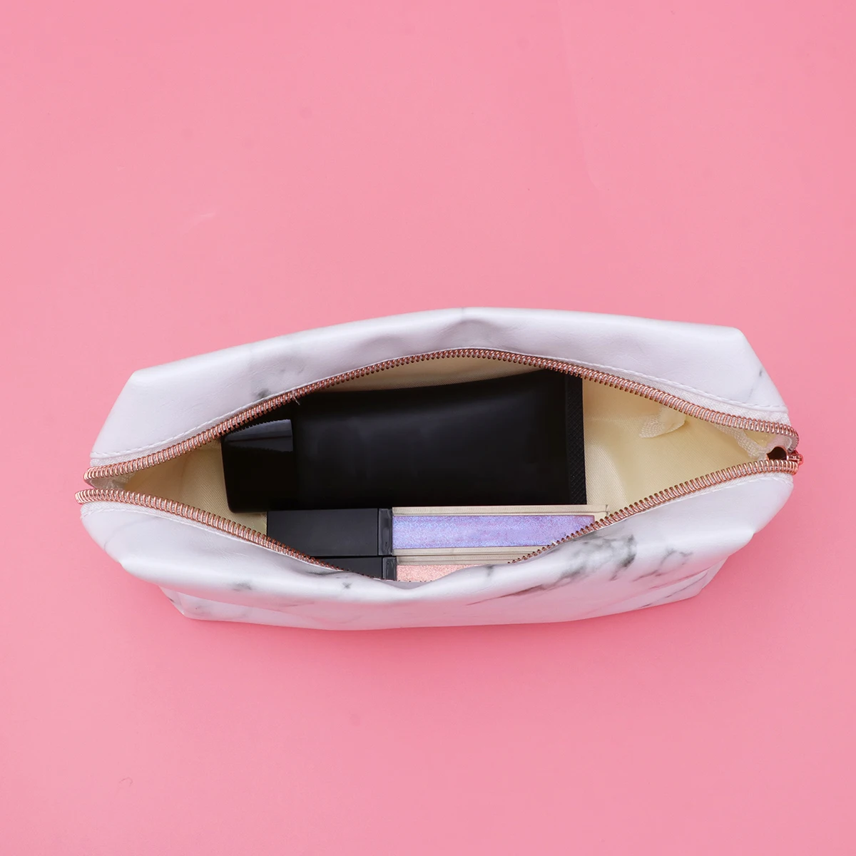 

Marble Bag Makeup Organizer Girls Case Women's Portable Storage Pu for Purse Travel