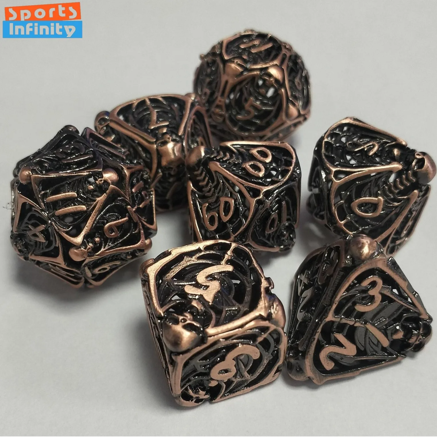 7 قطعة/المجموعة المعادن جوفاء الرقمية مجموعة نرد DND متعدد السطوح مجلس لعبة تشغيل مجموعة RPG COC النرد الترفيه عدد النرد عدة